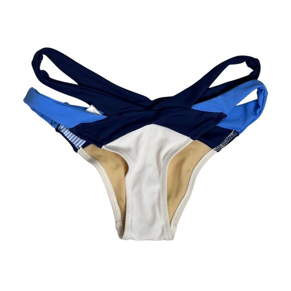 Les Canebiers NWT Blue White Colorblock Bikini Bottom FR 36 US 4 Luxe St Tropez